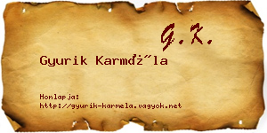 Gyurik Karméla névjegykártya
